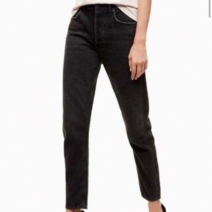 AGOLDE x Talula High Rise Taper Jeans in Faded Black Wash  - Aritzia